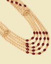 Pearl and Red Polki Pendant Layered Mala image number 1